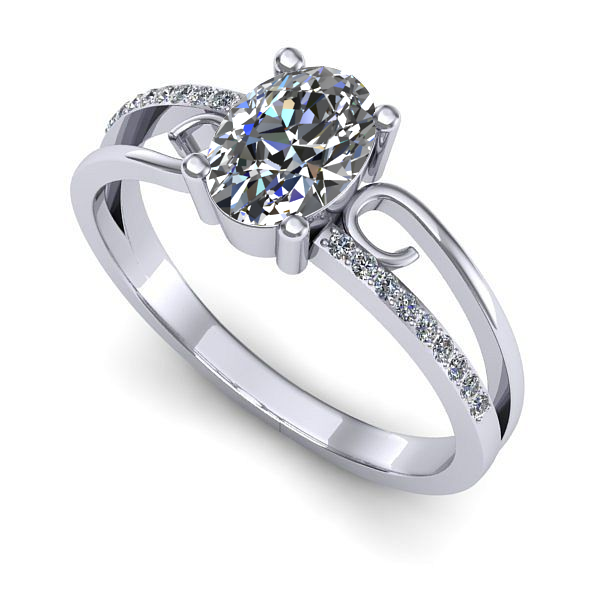 Inel din aur alb cu safir alb