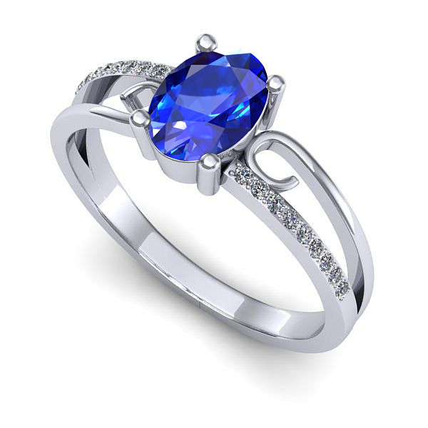 Inel din aur alb cu safir