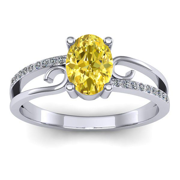 Inel cu safir galben oval