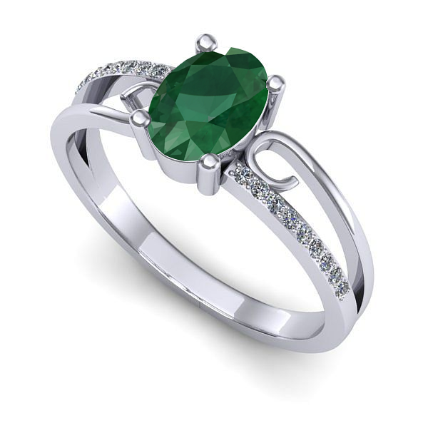 Inel de logodna din aur alb cu smarald