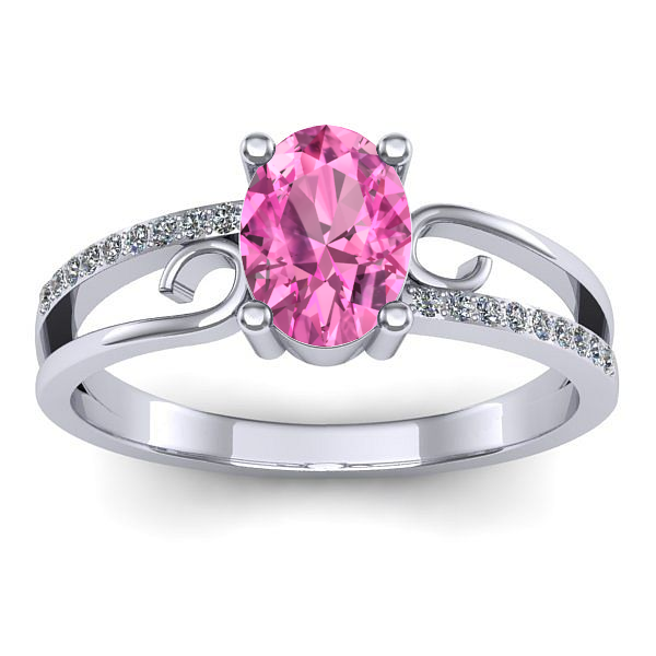 Inel de logodna cu safir roz oval