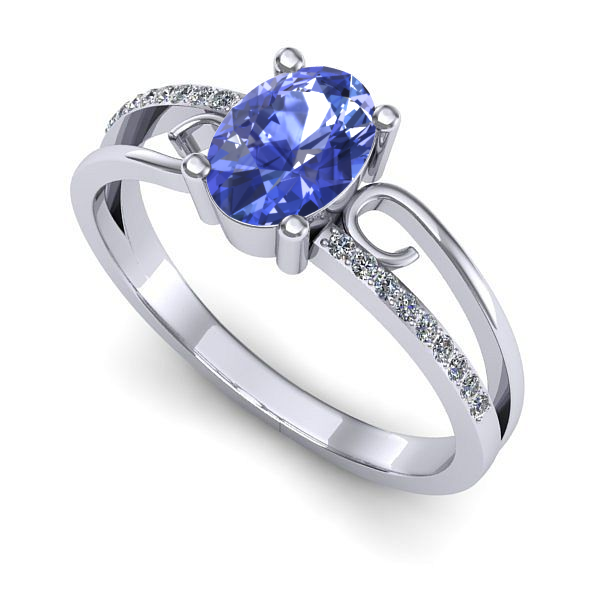 Inel de logodna din aur alb cu tanzanit
