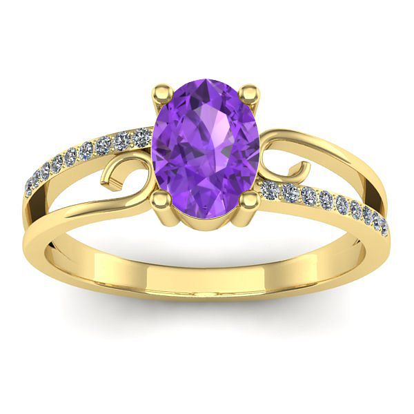 Inel de logodna cu ametist oval