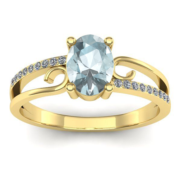 Inel de logodna cu aquamarin oval