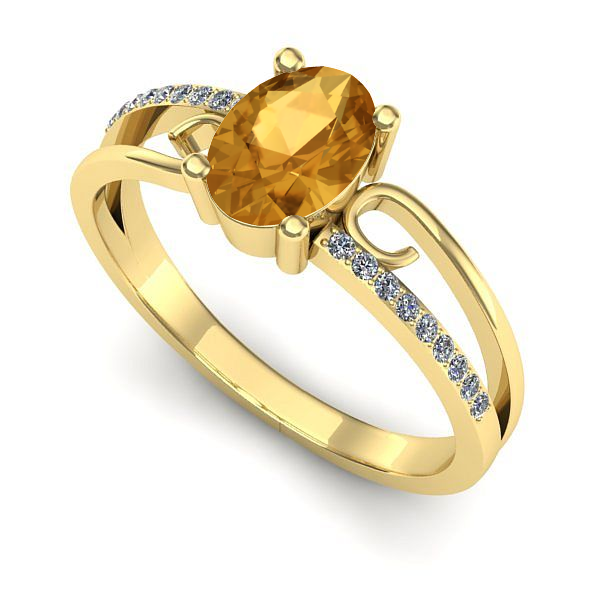 Inel de logodna din aur galben cu citrin
