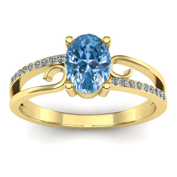 Inel de logodna cu diamant de laborator albastru oval