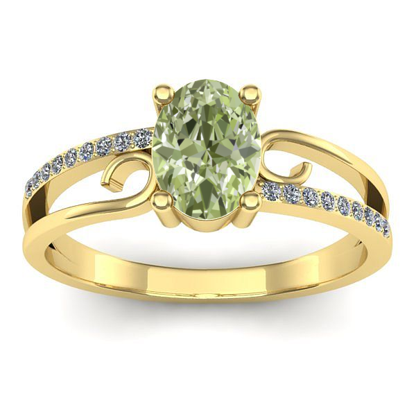 Inel de logodna cu diamant de laborator verde oval
