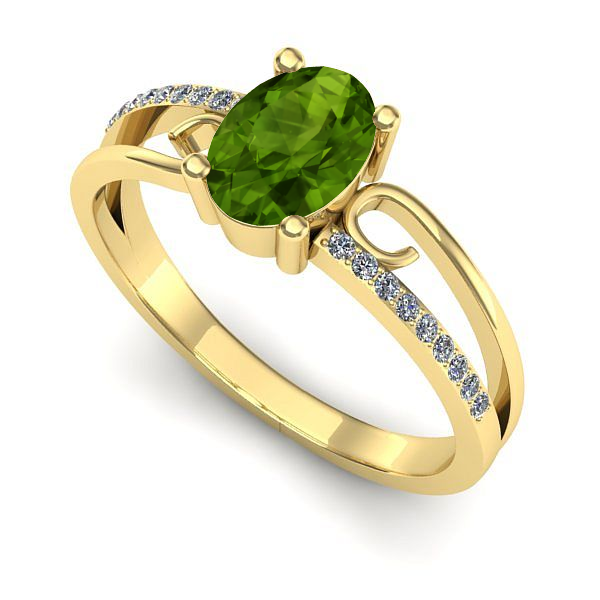 Inel din aur galben cu peridot