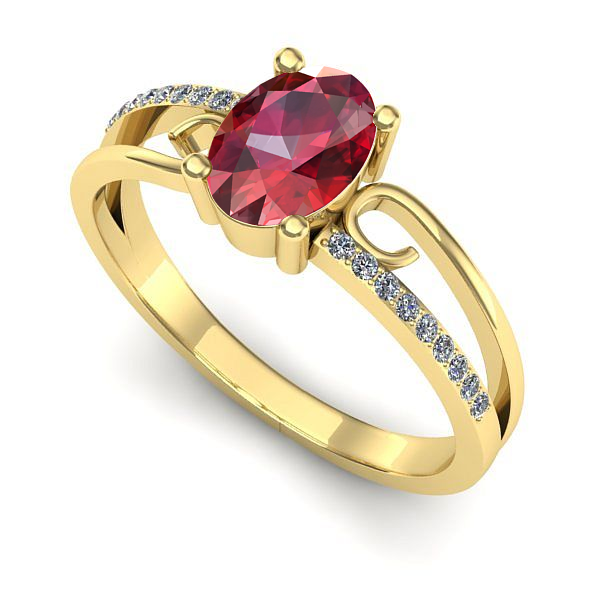 Inel logodna din aur galben cu rubin