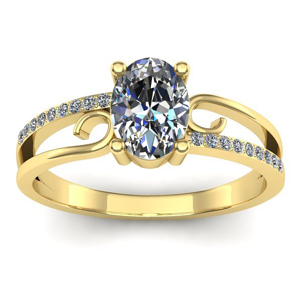 Inel cu diamant de laborator oval