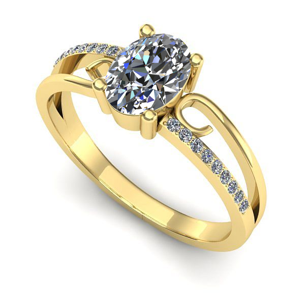 Inel din aur galben cu safir alb