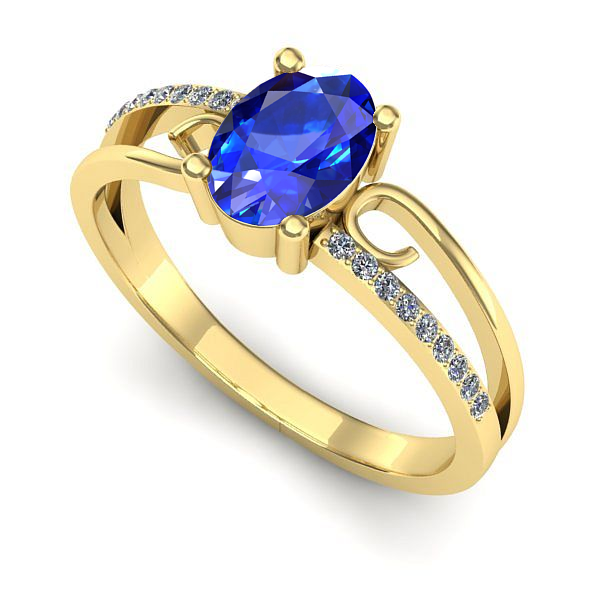 Inel din aur galben cu safir