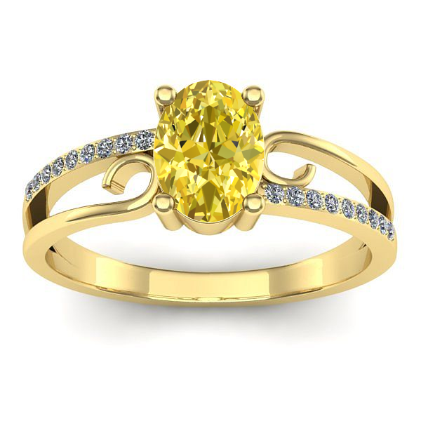 Inel logodna cu safir galben oval