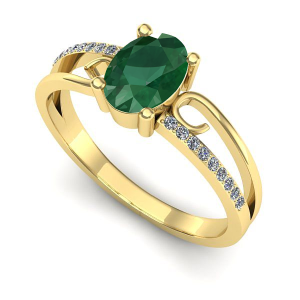 Inel din aur galben cu smarald