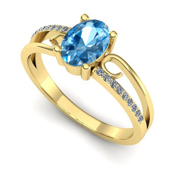 Inel din aur galben cu topaz blue