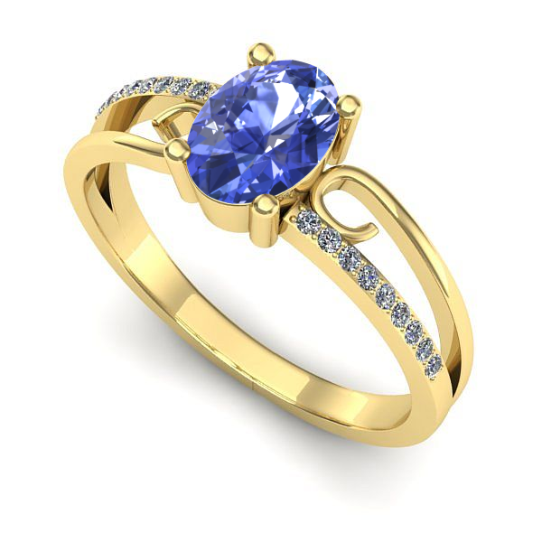 Inel din aur galben cu tanzanit