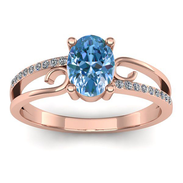 Inel cu diamant de laborator albastru oval