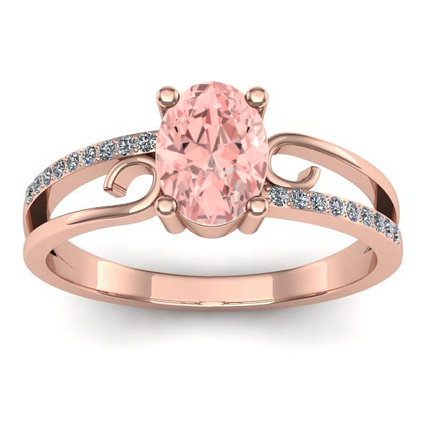 Inel logodna cu diamant de laborator roz oval
