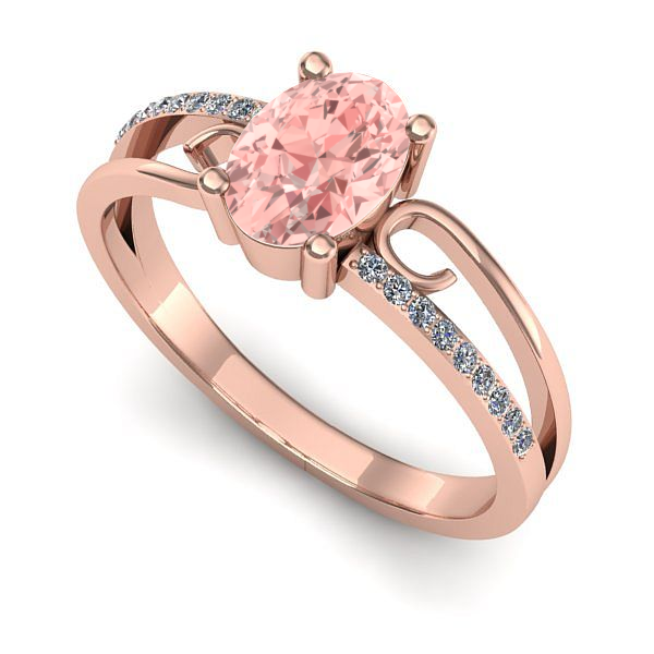 Inel de logodna din aur roz cu diamant de laborator roz