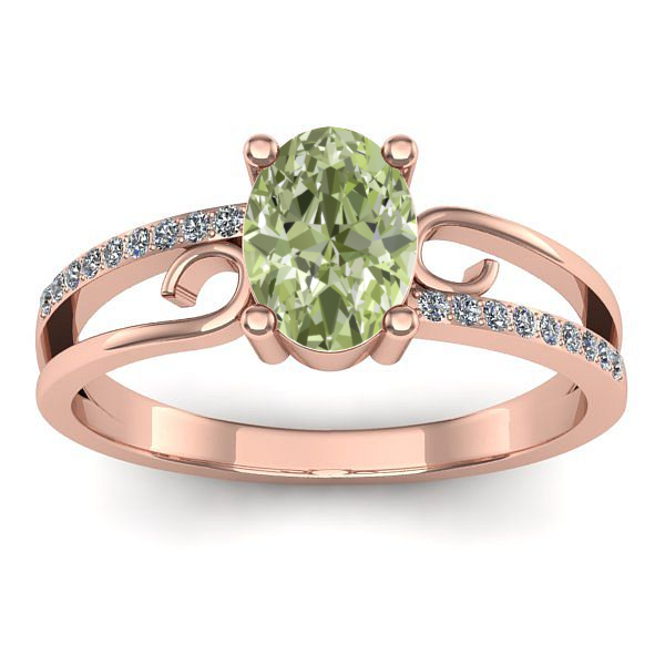 Inel de logodna cu diamant de laborator verde oval