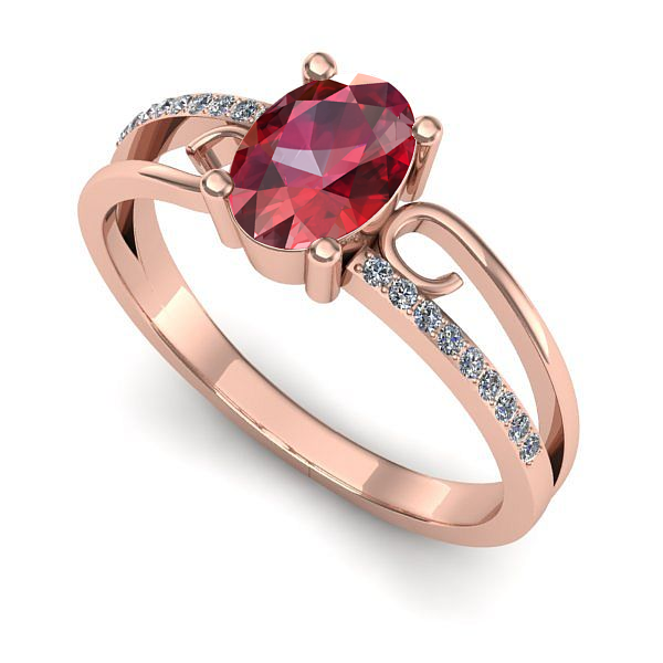Inel logodna din aur roz cu rubin