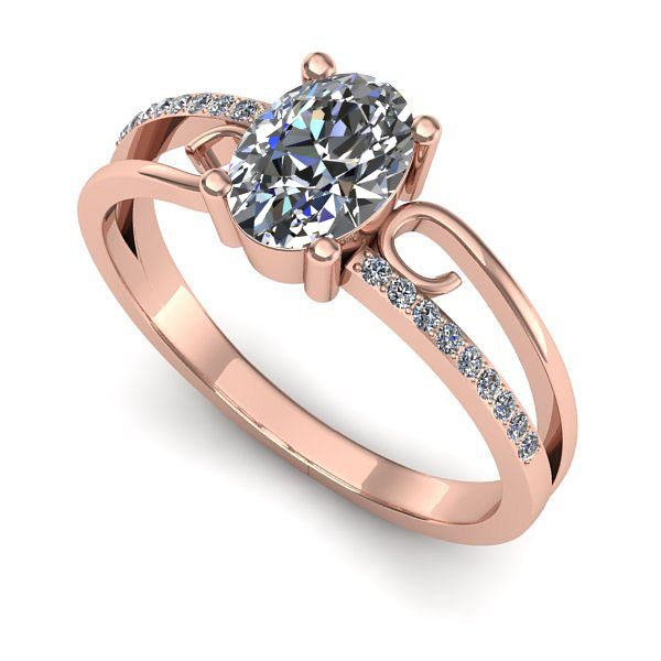 Inel logodna din aur roz cu safir alb