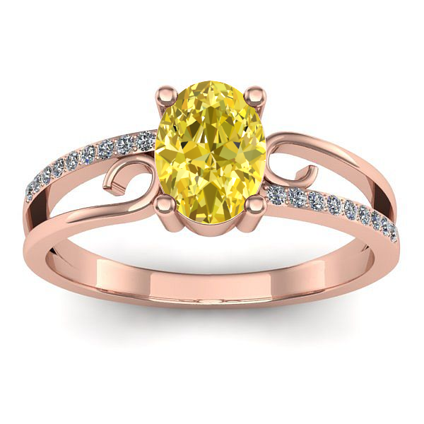 Inel logodna cu safir galben oval