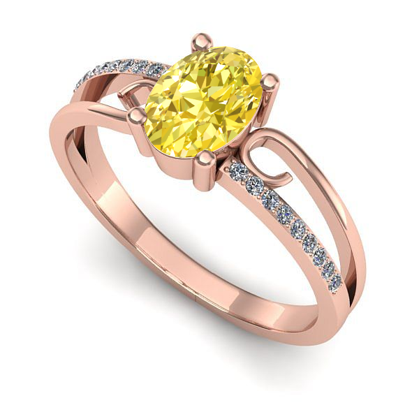 Inel logodna din aur roz cu safir galben