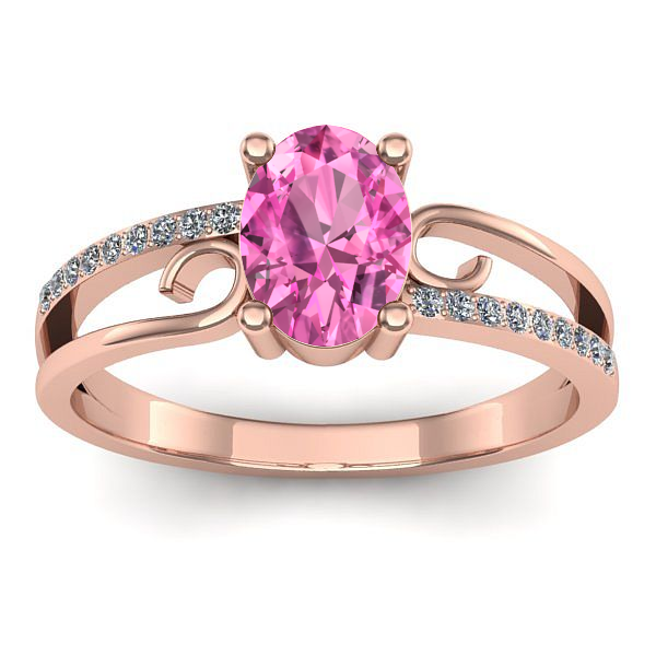 Inel logodna cu safir roz oval