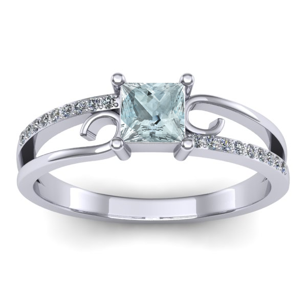 Inel cu aquamarin patrat