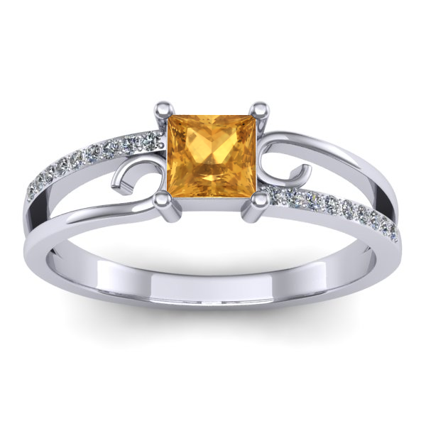Inel de logodna cu citrin patrat