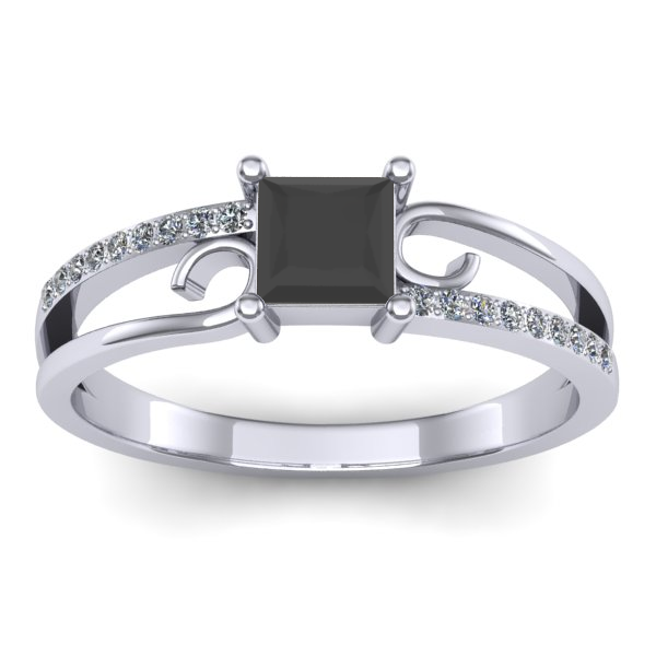 Inel de logodna cu diamant negru patrat