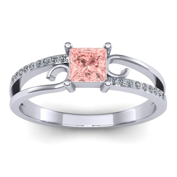 Inel de logodna cu diamant de laborator roz patrat