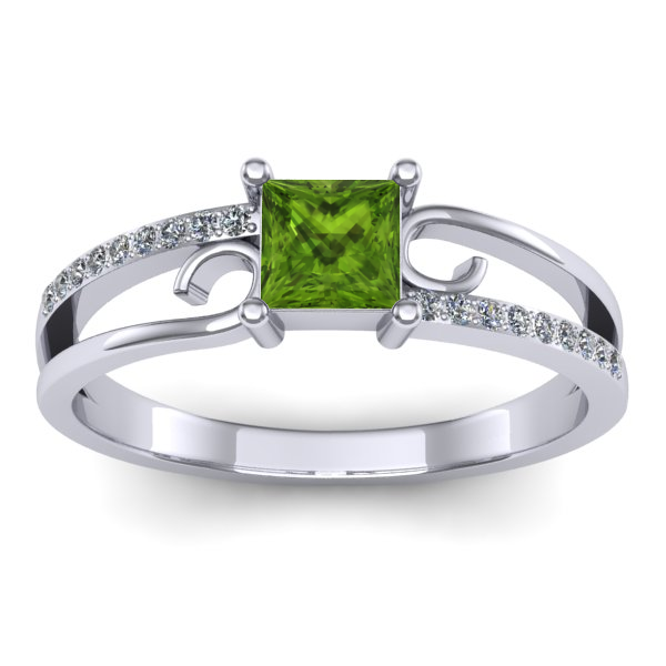 Inel cu peridot patrat