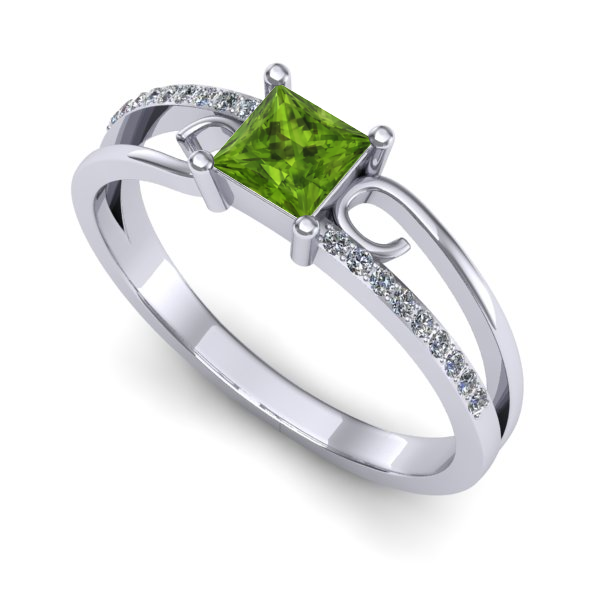 Inel din aur alb cu peridot