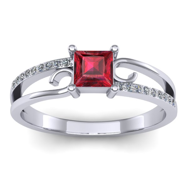 Inel de logodna cu rubin patrat