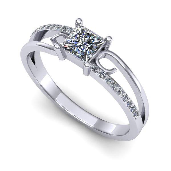 Inel din aur alb cu safir alb