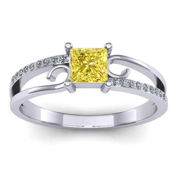 Inel logodna cu safir galben patrat