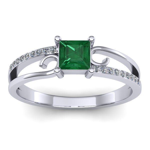 Inel de logodna cu smarald patrat