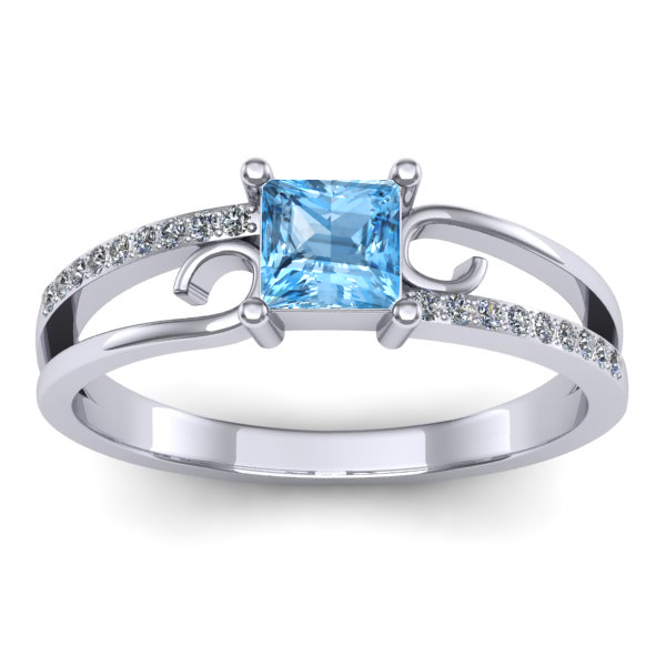 Inel logodna cu topaz blue patrat
