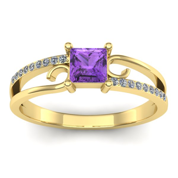 Inel logodna cu ametist patrat
