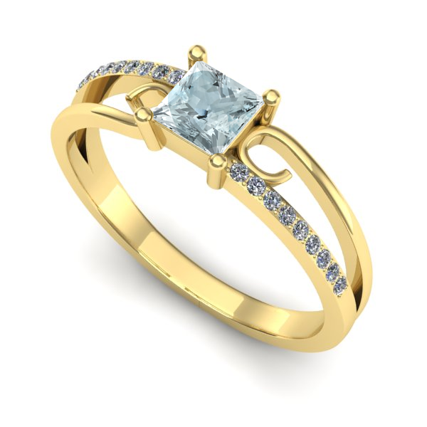 Inel din aur galben cu aquamarin