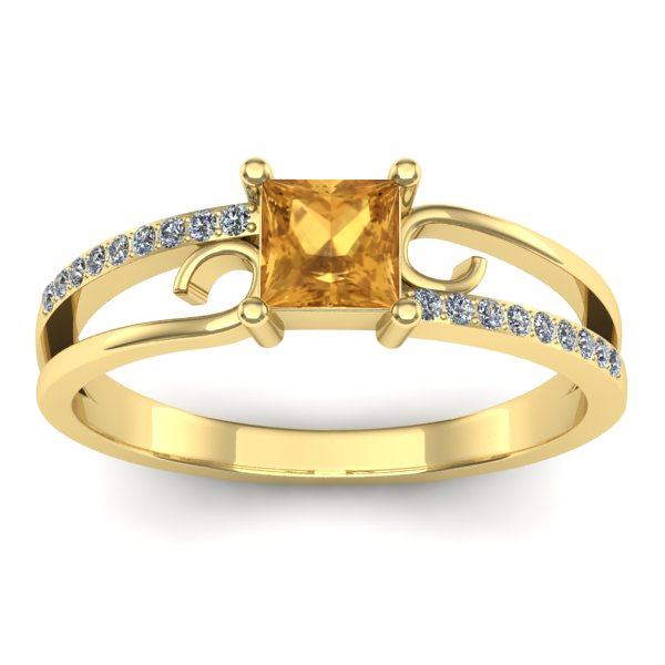 Inel cu citrin patrat