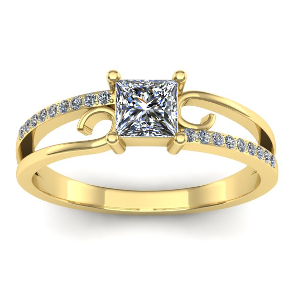 Inel de logodna cu diamant patrat