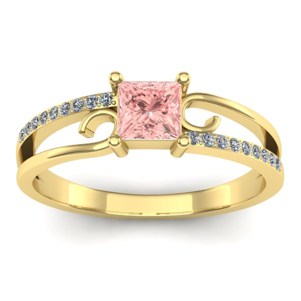 Inel logodna cu diamant de laborator roz patrat