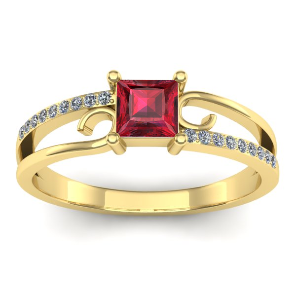 Inel cu rubin patrat