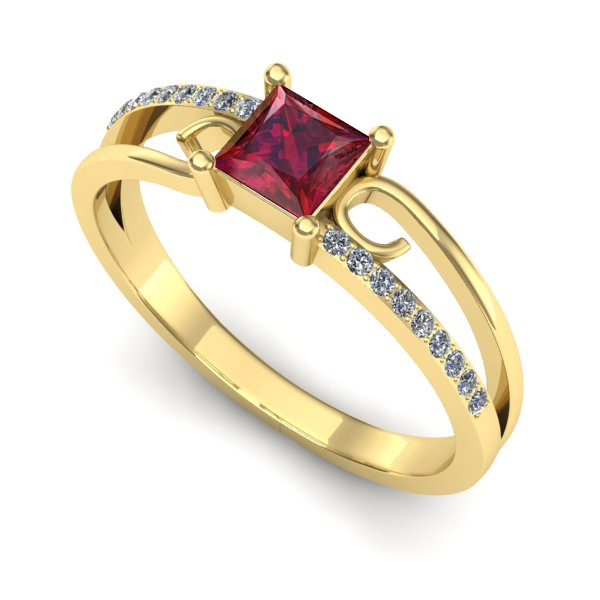 Inel de logodna din aur galben cu rubin