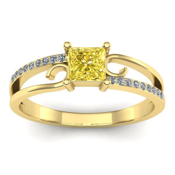 Inel cu safir galben patrat