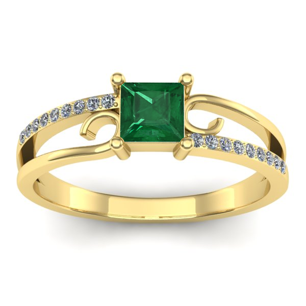 Inel logodna cu smarald patrat