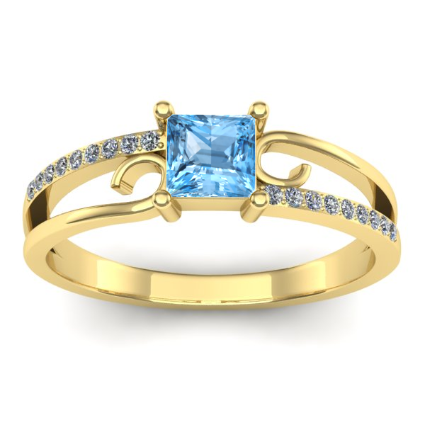 Inel logodna cu topaz blue patrat